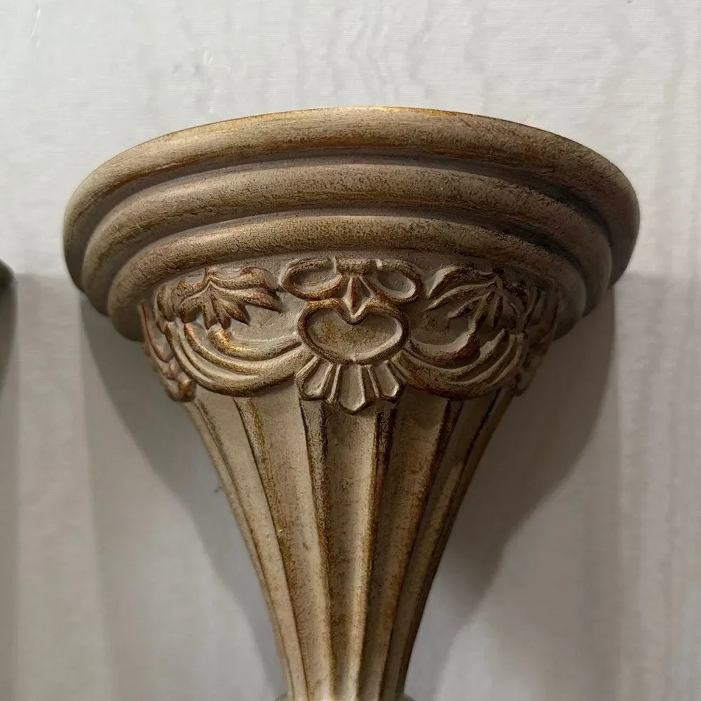 Vintage Ornate Hollywood Regency Style Wall Shelves Sconces